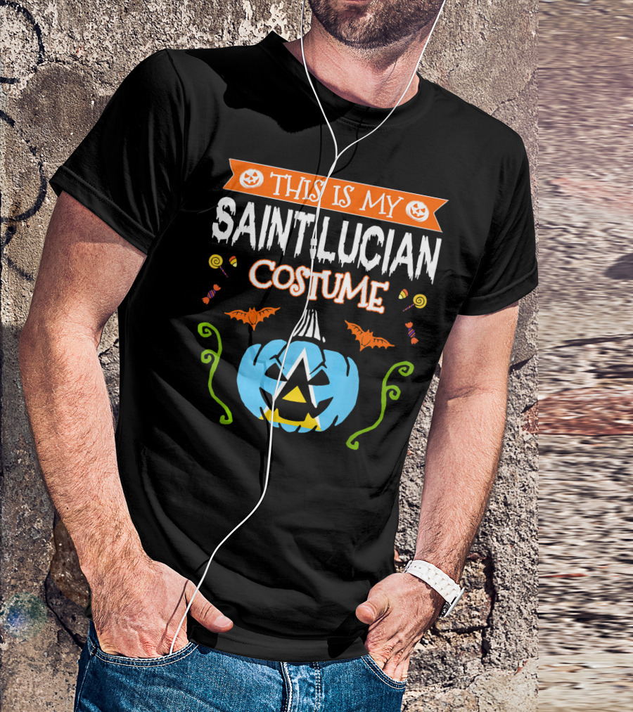 This Is My Saint Lucian Costume Halloween Pumpkin Bat T-Shirt