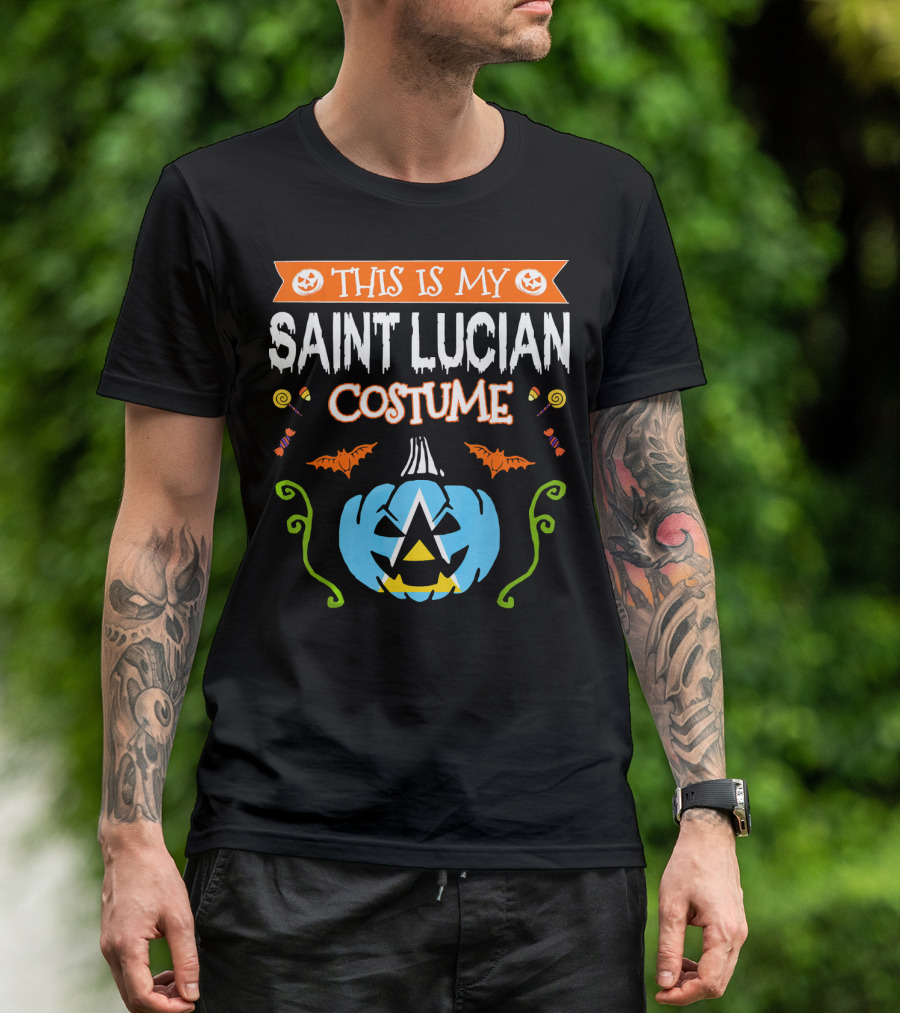 This Is My Saint Lucian Costume Halloween Pumpkin Bat T-Shirt
