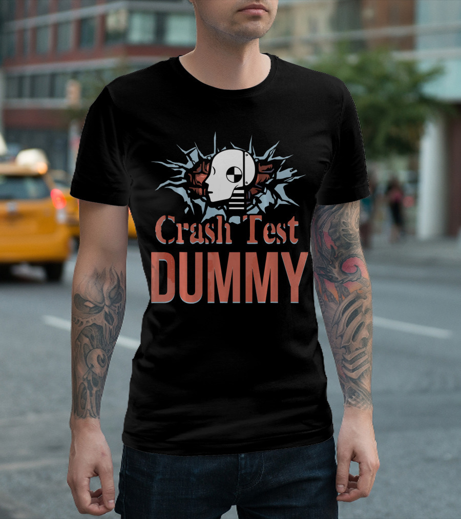 Crash Test Dummy Head Smashing Through Wall T-Shirt