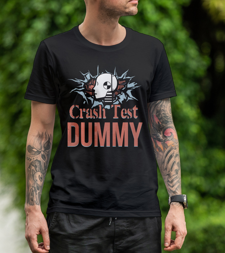 Crash Test Dummy Head Smashing Through Wall T-Shirt