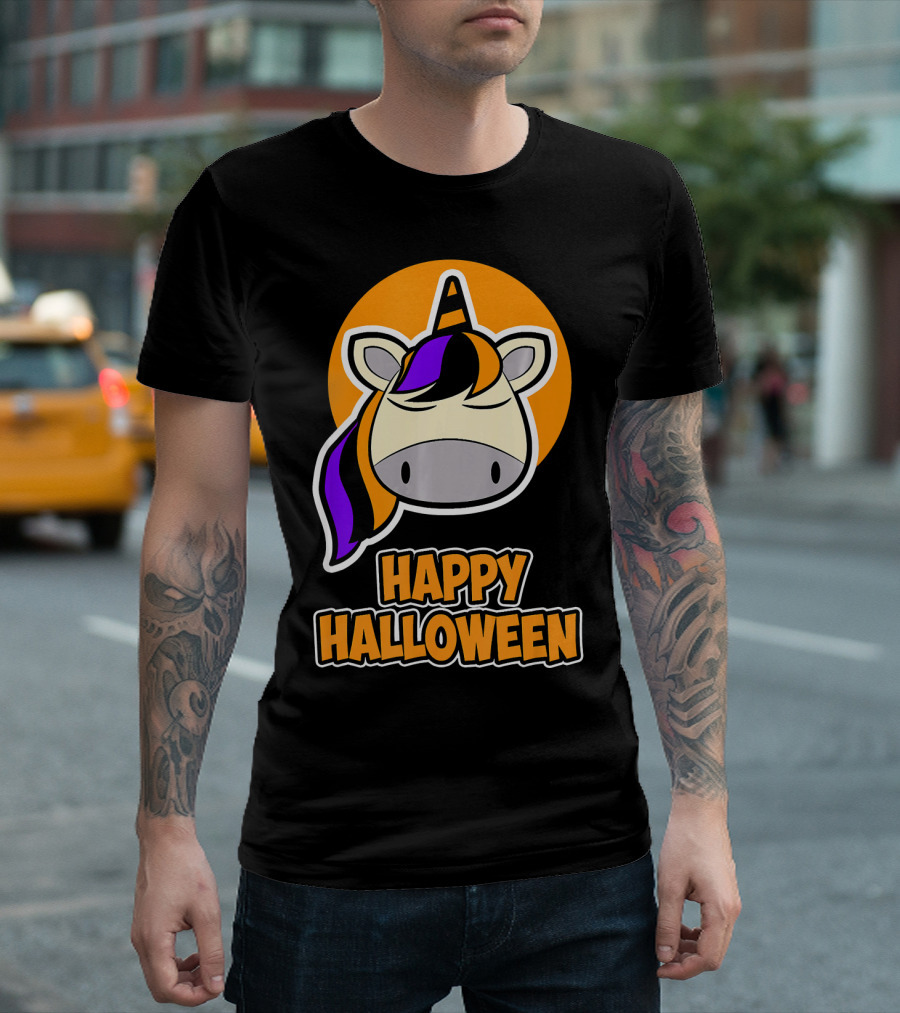Happy Halloween Colorful Sleeping Unicorn T-Shirt