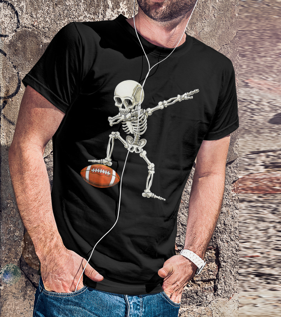 Dabbing Skeleton With Football Pose T-Shirt