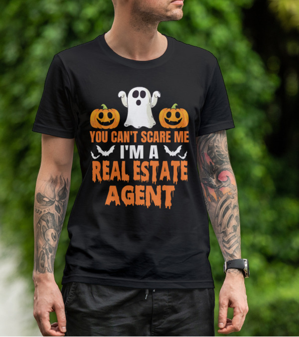 You Can't Scare Me I'm A Real Estate Agent Ghost And Pumpkins T-Shirt