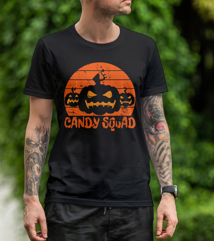 Candy Squad Scary Pumpkin Trick Halloween T-Shirt