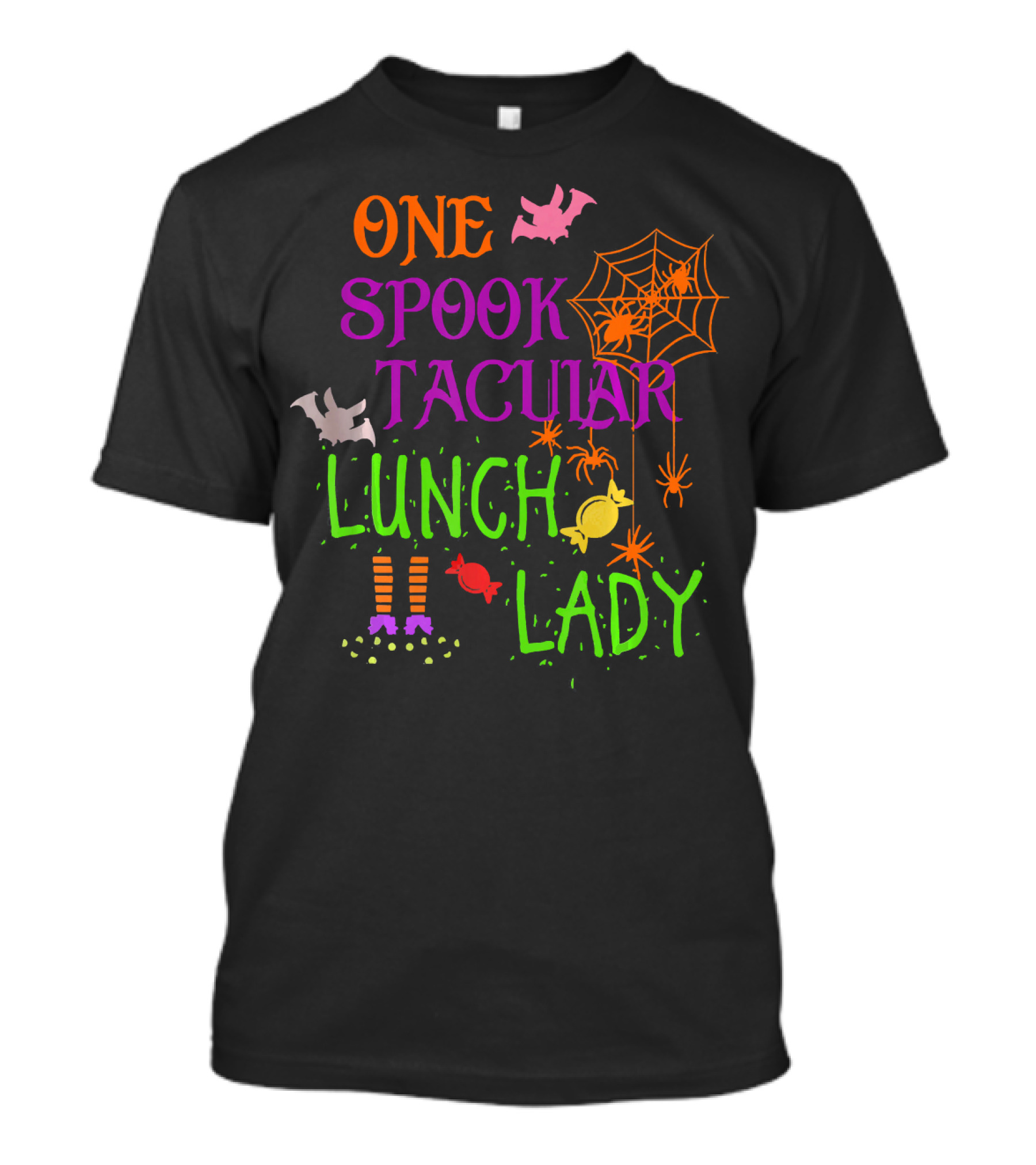 Spooky Halloween Lunch Lady With Bats And Candy T-Shirt