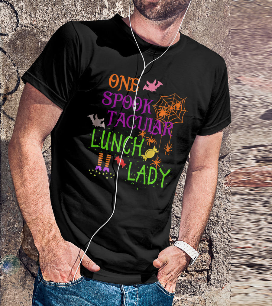 Spooky Halloween Lunch Lady With Bats And Candy T-Shirt