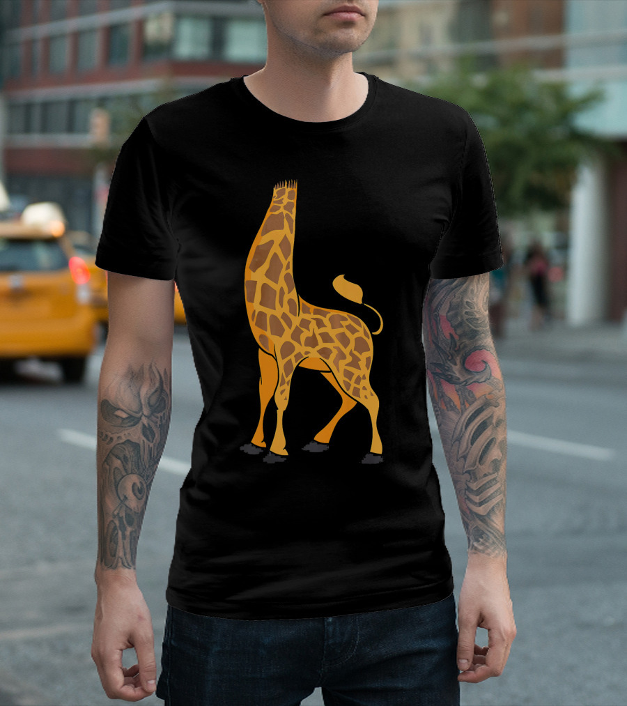 Giraffe in the Style of a Dinosaur at the Tail End T-Shirt