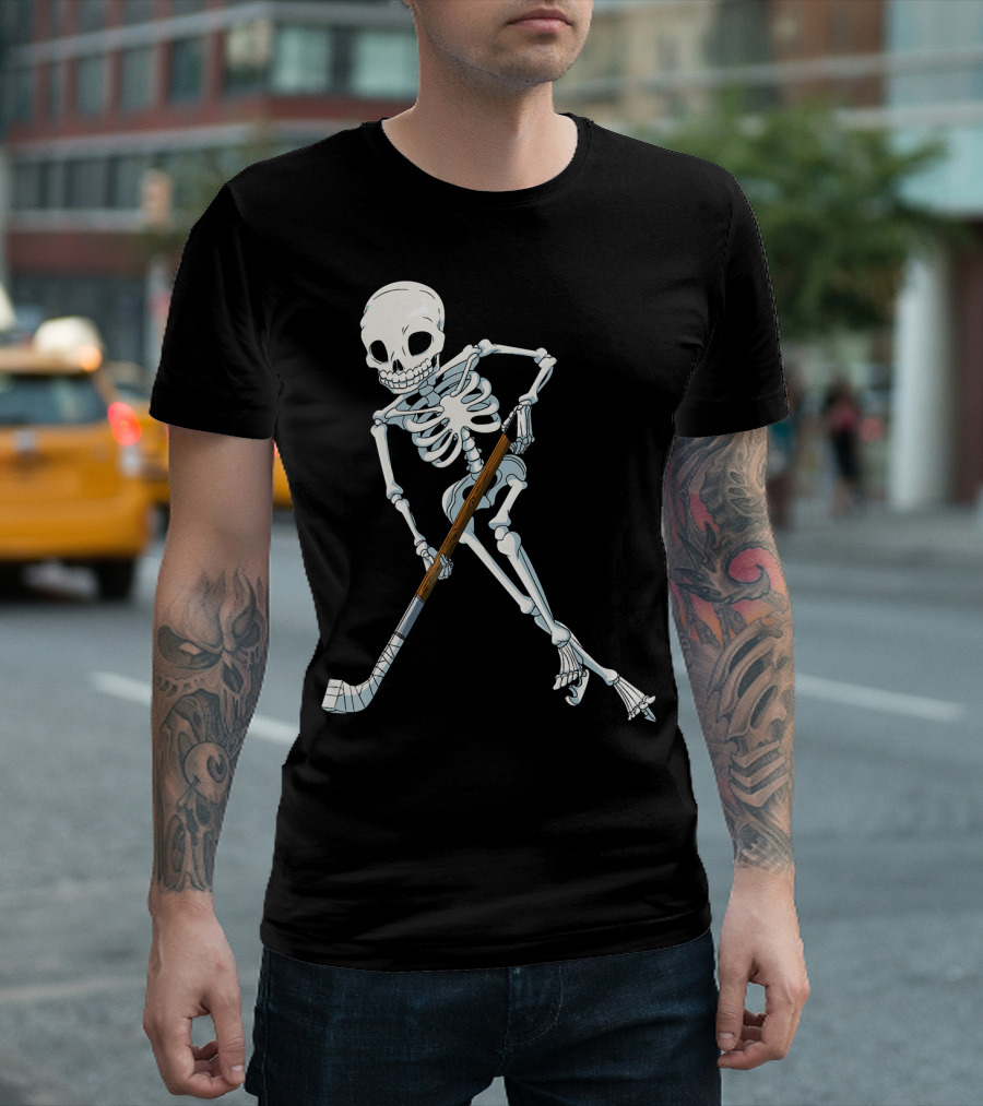 Skeleton Hockey Player Iconic Skating Pose T-Shirt