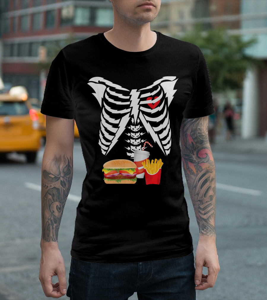 Xray Skeleton Rib Cage Burger Fries Drink Combo T-Shirt