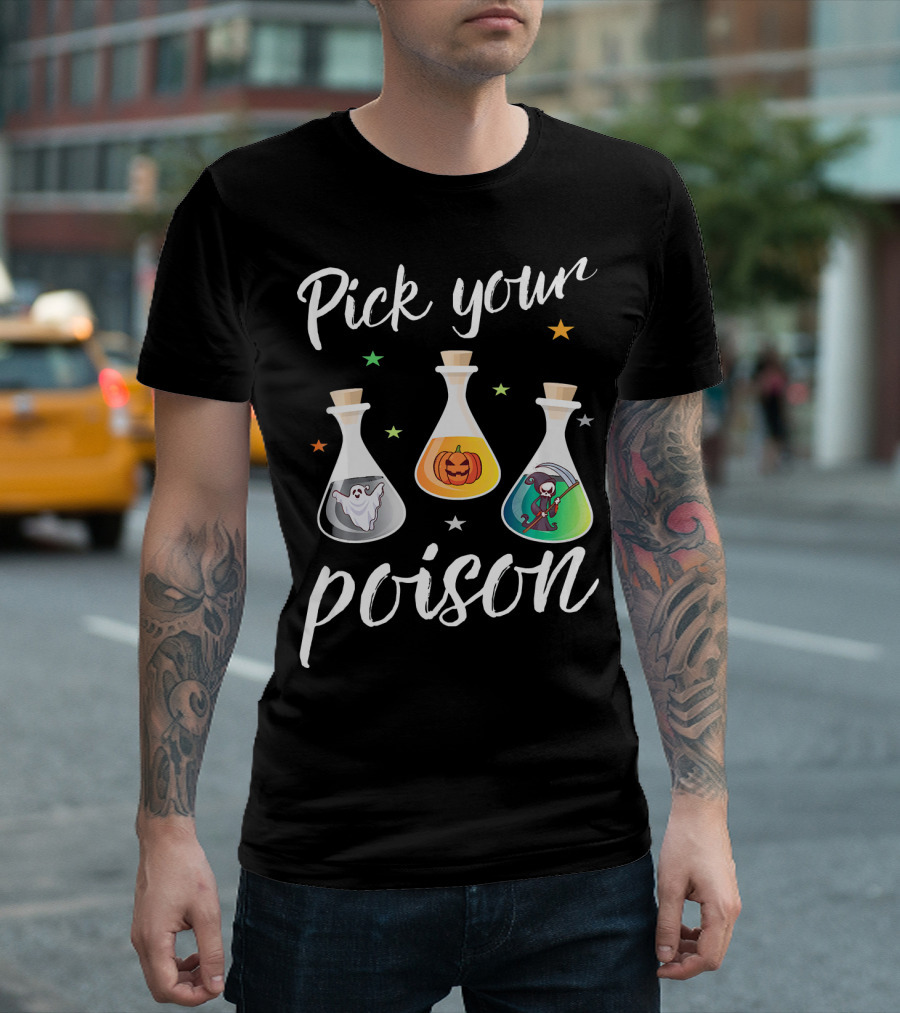 Pick Your Poison Ghost Pumpkin Grim Reaper Potions T-Shirt