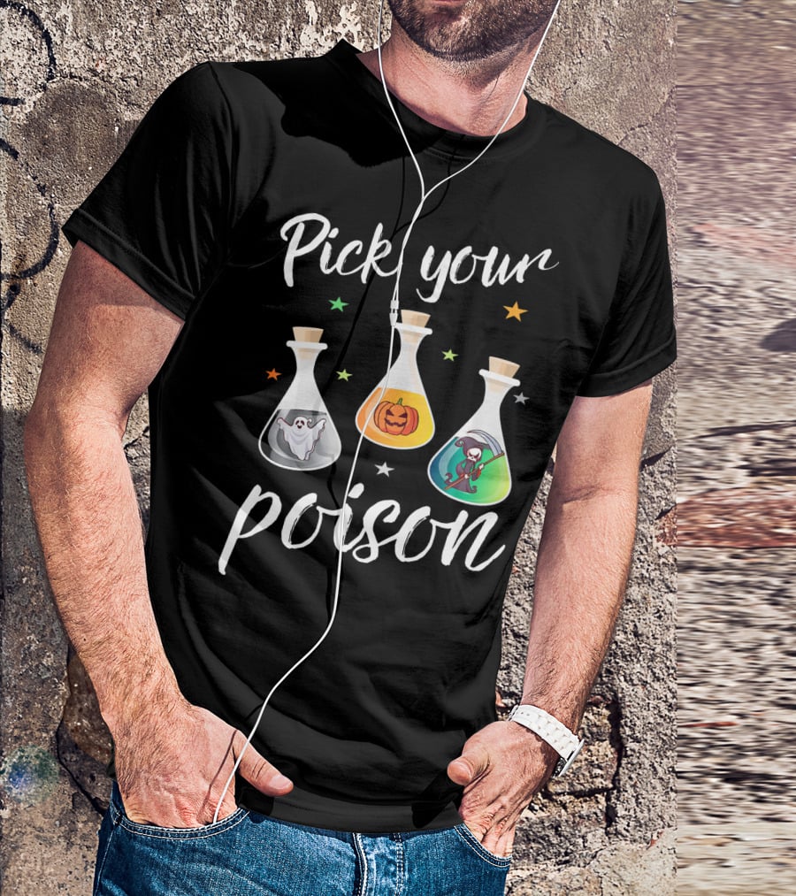 Pick Your Poison Ghost Pumpkin Grim Reaper Potions T-Shirt