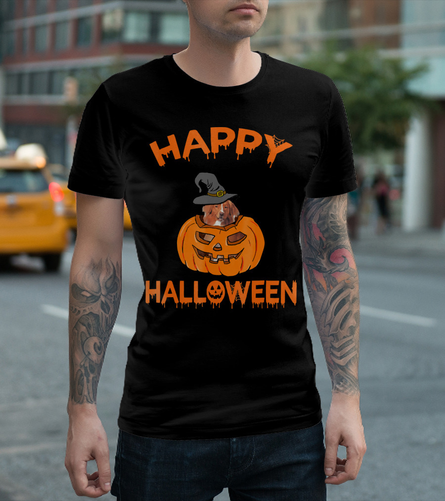 Happy Halloween Nova Scotia Duck Tolling Retriever Pumpkin T-Shirt