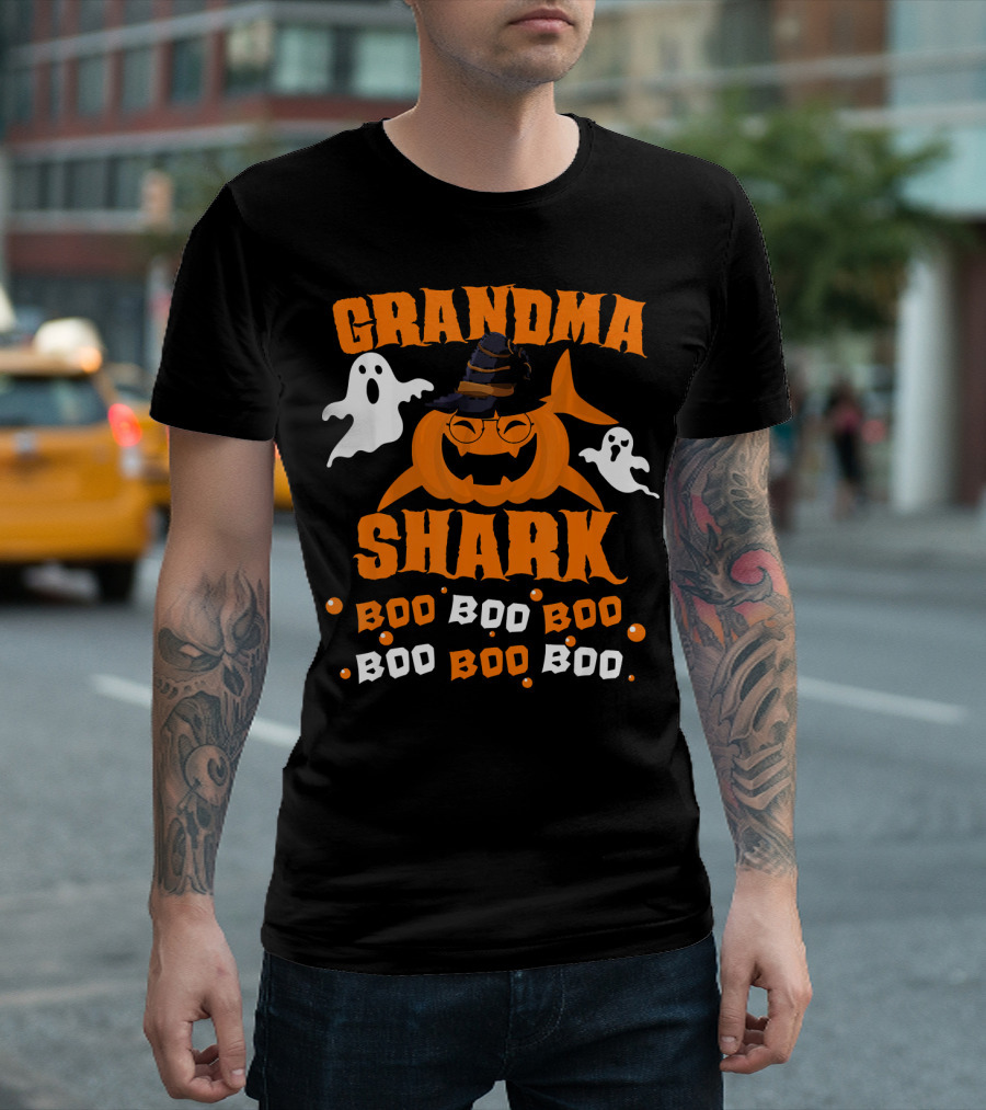Grandma Shark Witch Boo Boo Boo Halloween Ghosts T-Shirt