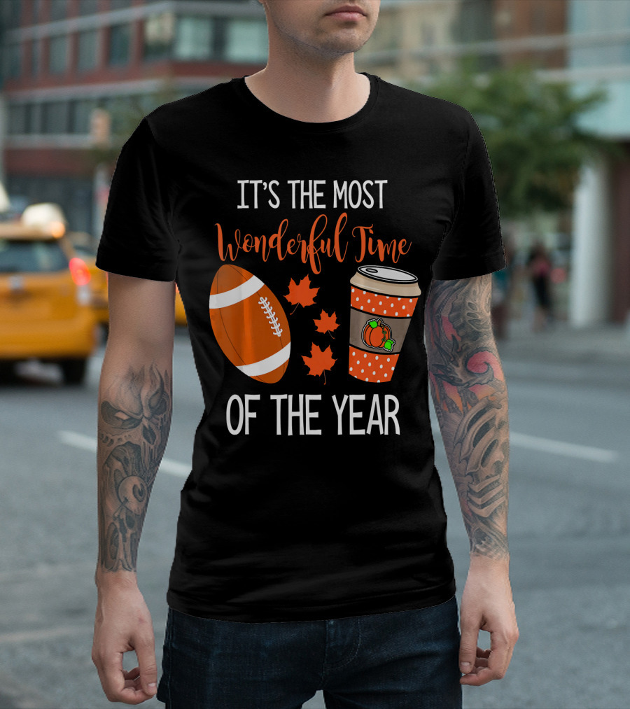 It's the Most Wonderful Time of the Year Thanksgiving Halloween Pumpkin Football T-Shirt