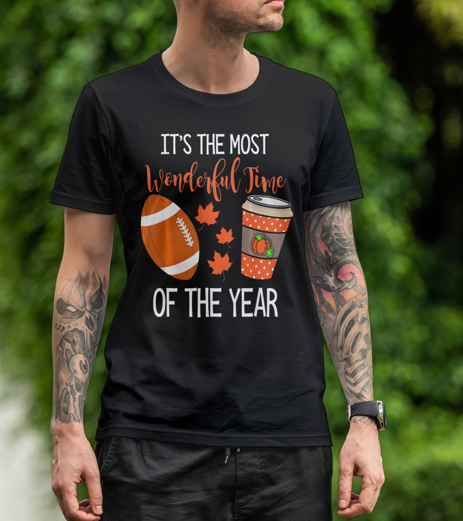 It's The Most Wonderful Time Of The Year Thanksgiving Halloween Pumpkin Football T-Shirt