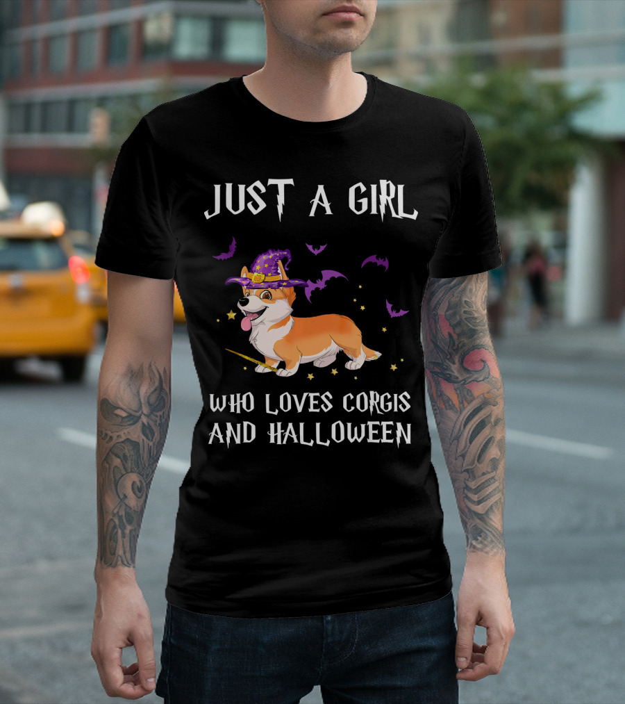Just a Girl Who Loves Corgis and Halloween T-Shirt