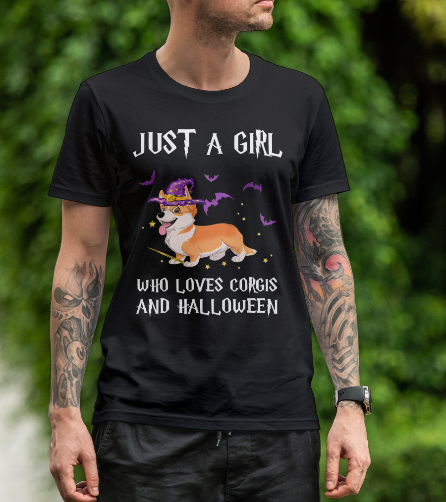 Just A Girl Who Loves Corgis And Halloween T-Shirt