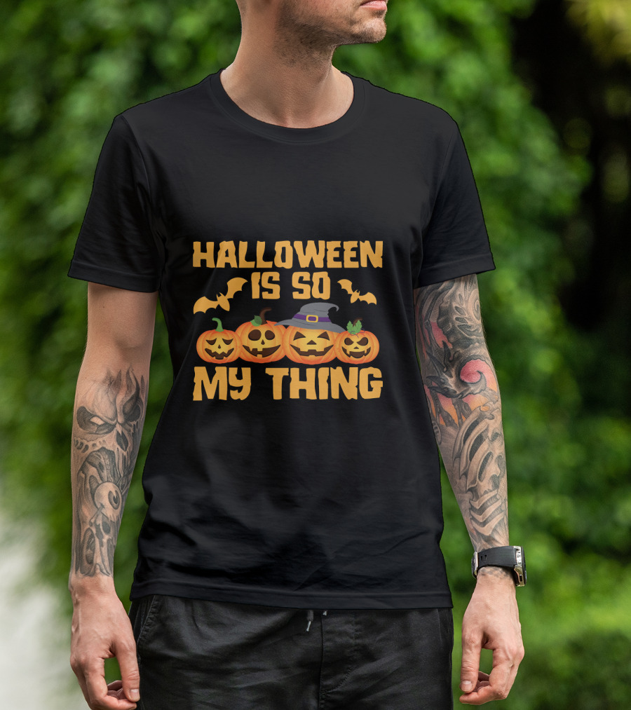 Halloween Is So My Thing Pumpkin Witch Bats T-Shirt