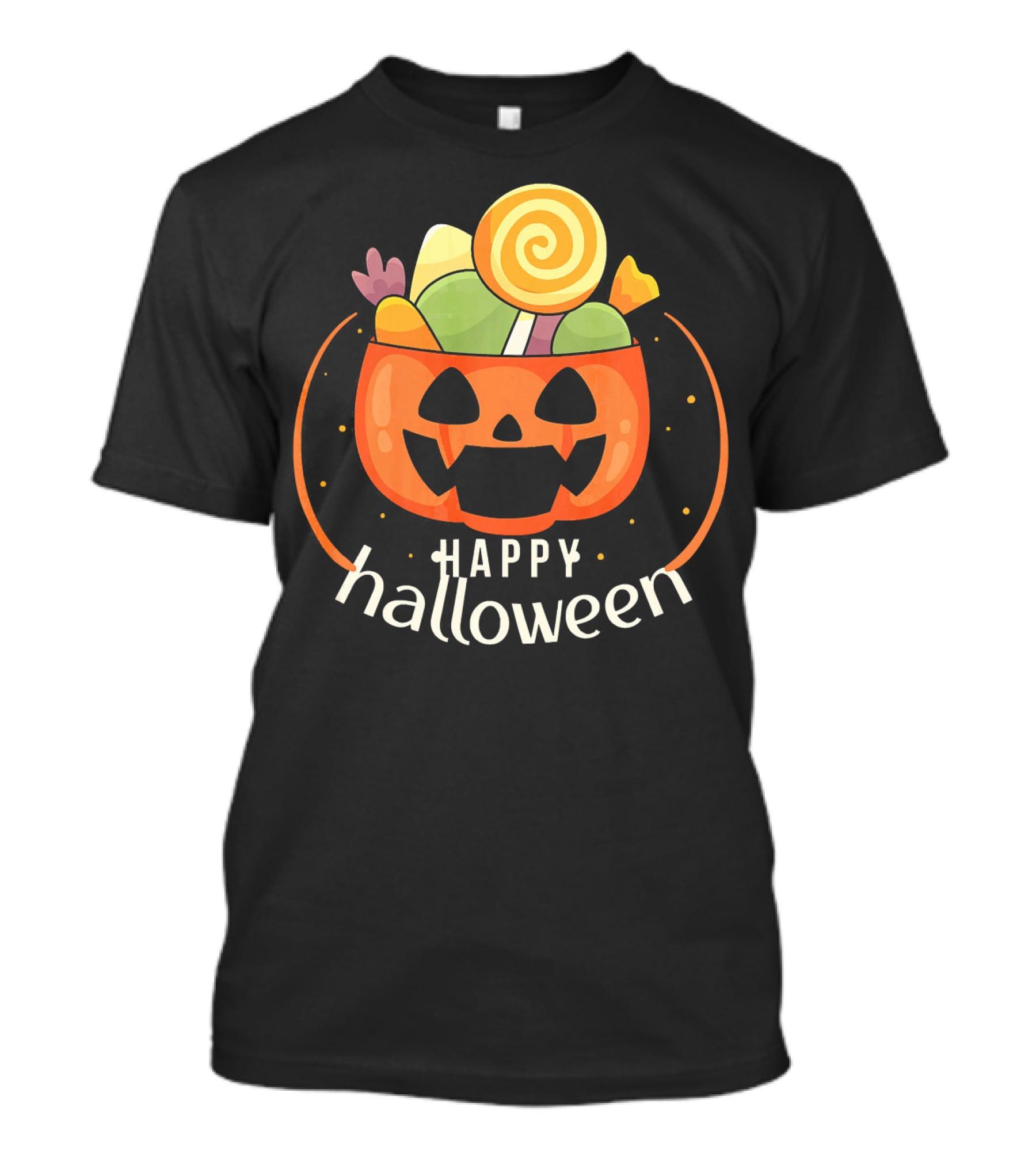 Happy Halloween Pumpkin Orange JackOLantern Candy Bucket T-Shirt