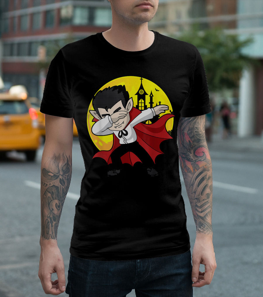 Vampire Dabbing Halloween Costume Dab Moon Castle T-Shirt