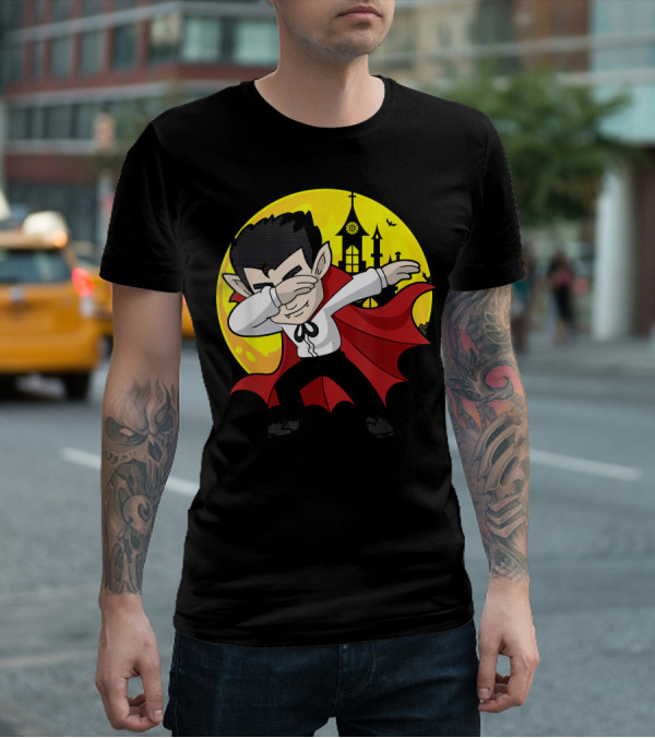Vampire Dabbing Halloween Costume Dab Moon Castle T-Shirt