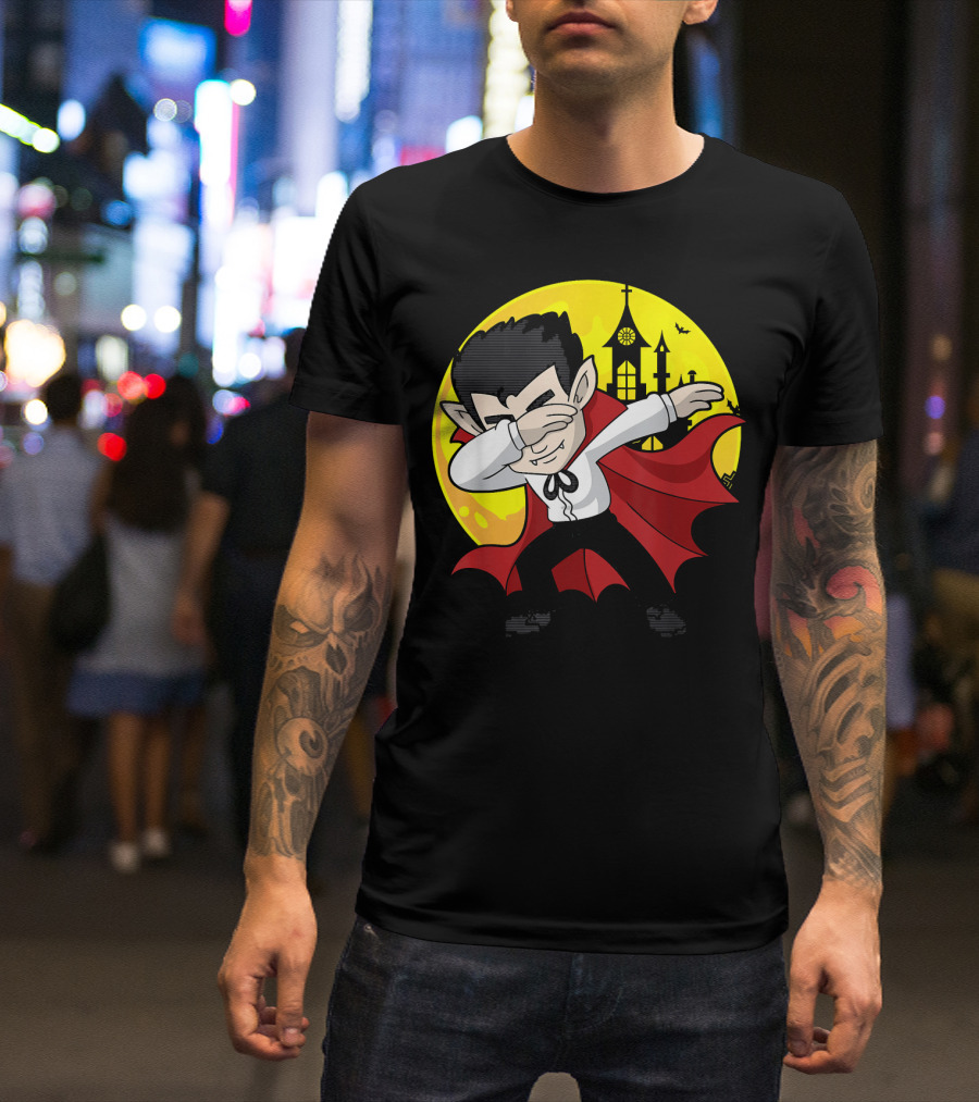 Vampire Dabbing Halloween Costume Dab Moon Castle T-Shirt