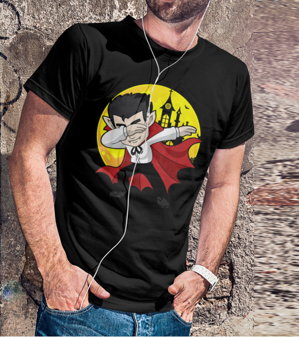 Vampire Dabbing Halloween Costume Dab Moon Castle T-Shirt