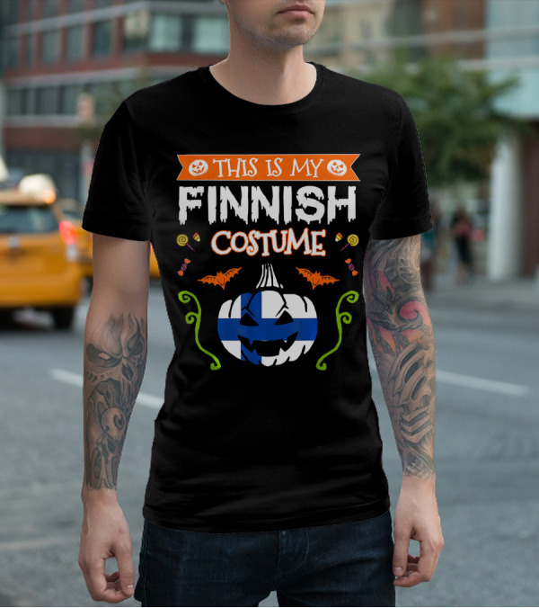 This Is My Finnish Costume Halloween Pumpkin With Finland Flag T-Shirt