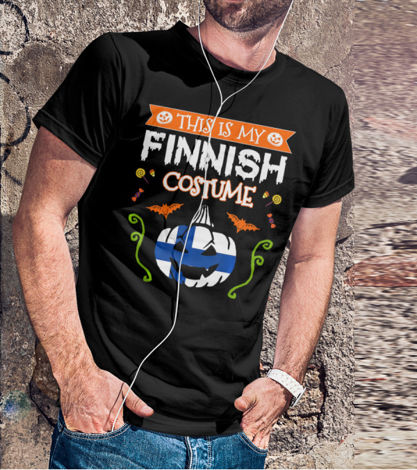 This Is My Finnish Costume Halloween Pumpkin With Finland Flag T-Shirt