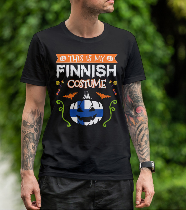 This Is My Finnish Costume Halloween Pumpkin With Finland Flag T-Shirt
