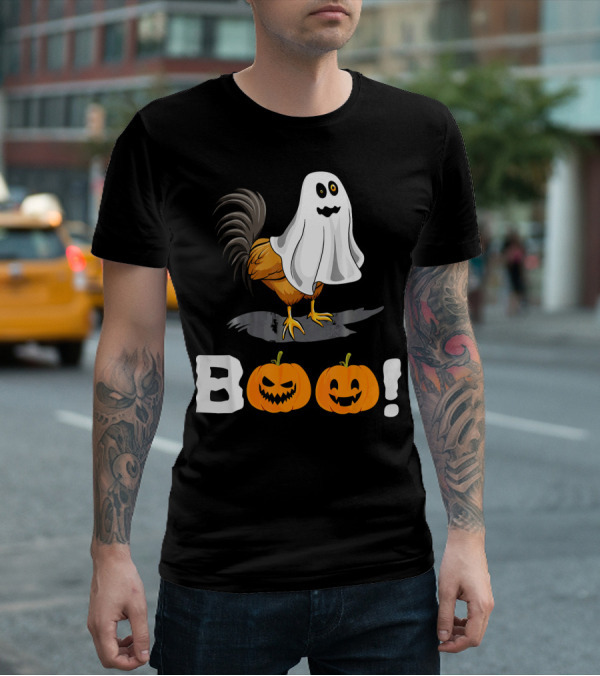 Boo Chicken Halloween Costume With Pumpkins T-Shirt