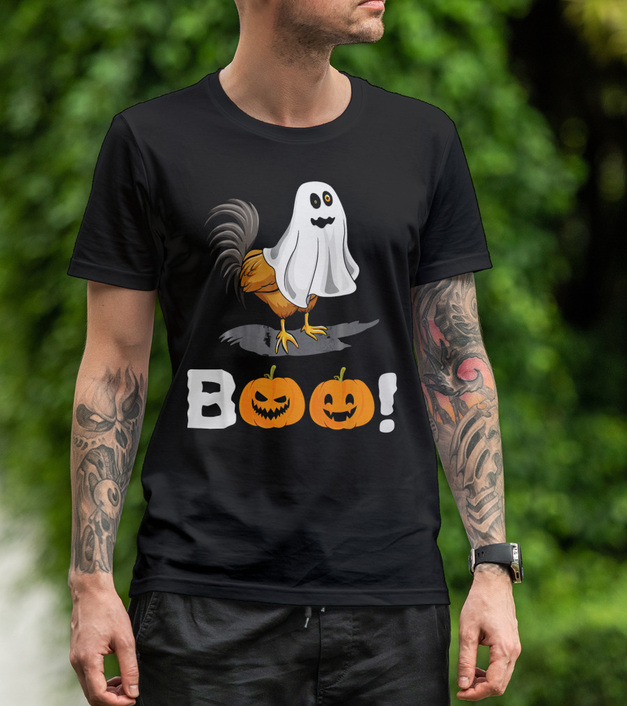 Boo Chicken Halloween Costume With Pumpkins T-Shirt