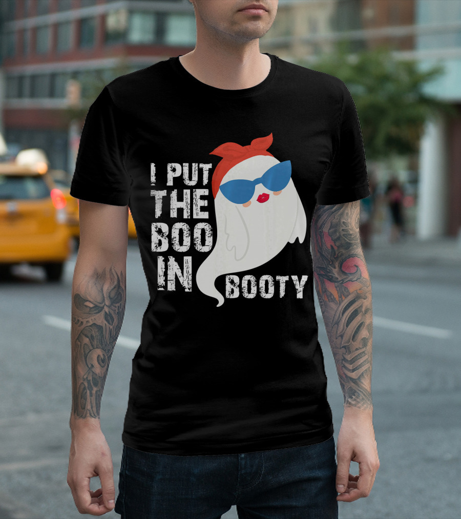 I Put the Boo in Booty Ghost with Sunglasses and Red Bandana T-Shirt