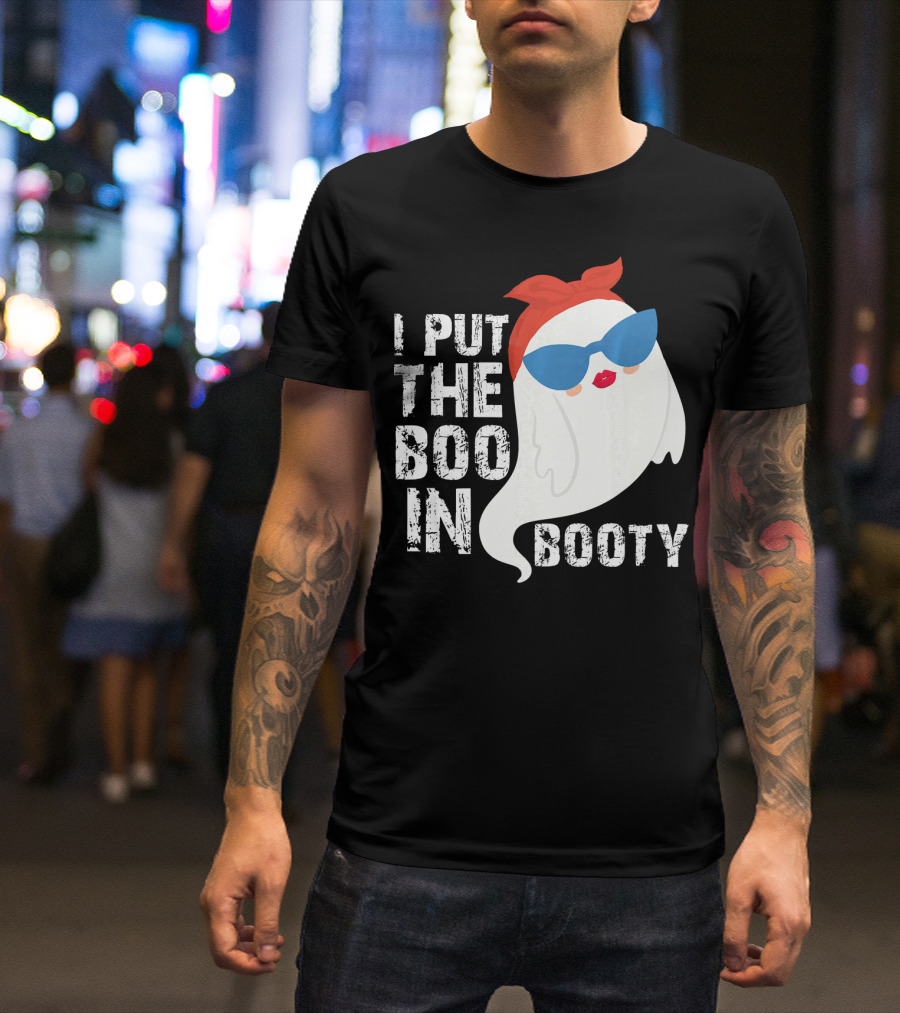I Put The Boo In Booty Ghost With Sunglasses And Red Bandana T-Shirt