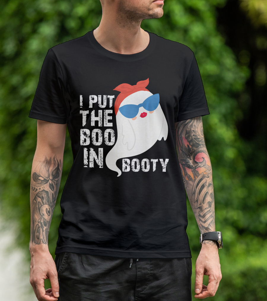 I Put The Boo In Booty Ghost With Sunglasses And Red Bandana T-Shirt