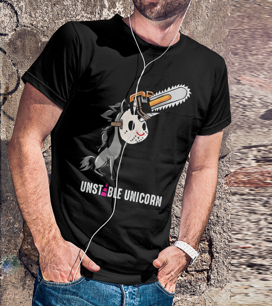 UNSTABLE UNICORN Chainsaw Halloween Masquerade T-Shirt
