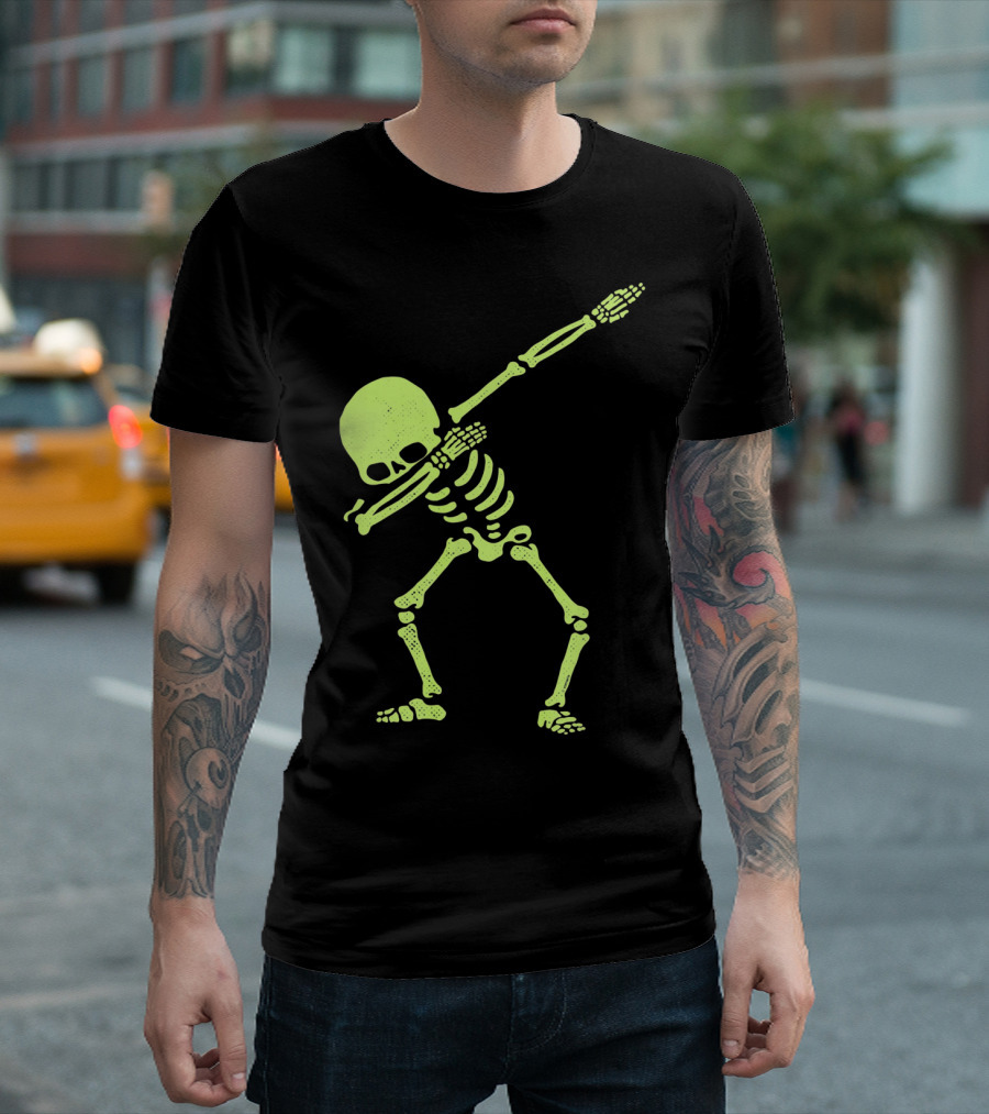 Dabbing Skeleton Glow in the Dark Hip Hop Skull T-Shirt