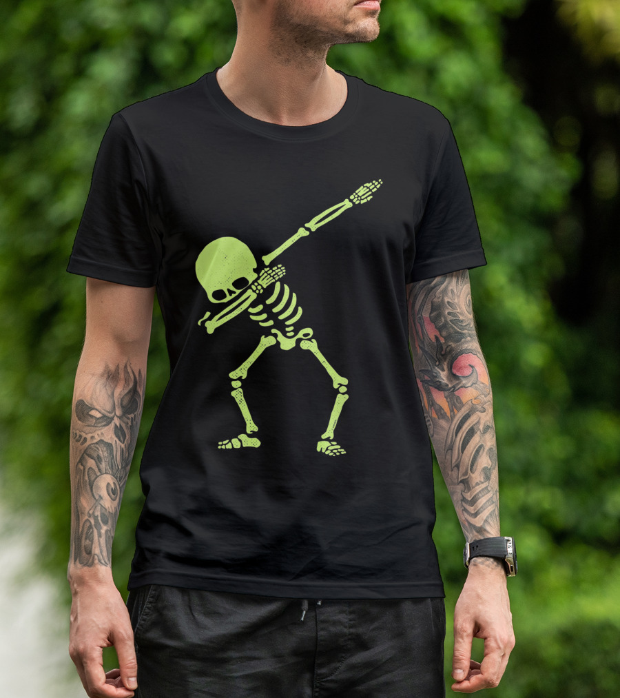 Dabbing Skeleton Glow In The Dark Hip Hop Skull T-Shirt