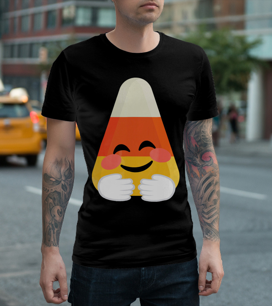 Candy Corn Emoji Hugs Embrace T-Shirt