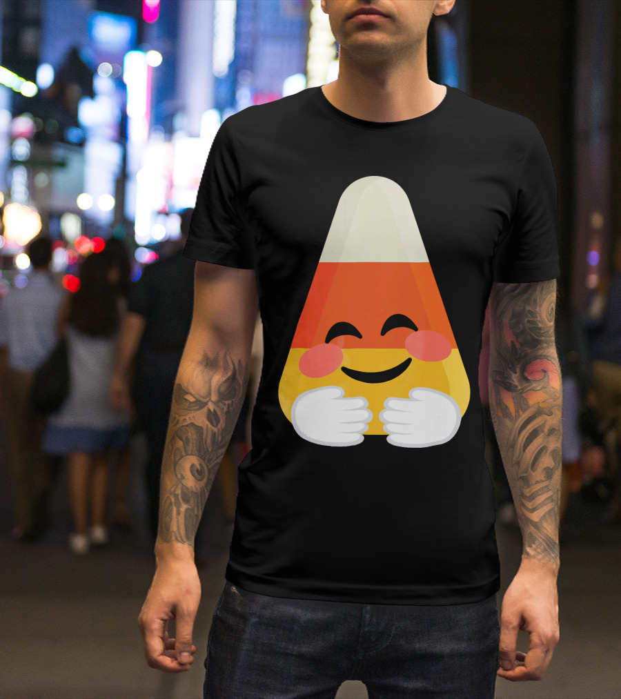 Candy Corn Emoji Hugs Embrace T-Shirt