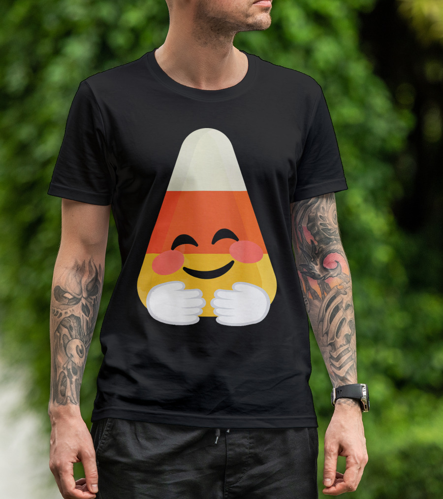 Candy Corn Emoji Hugs Embrace T-Shirt