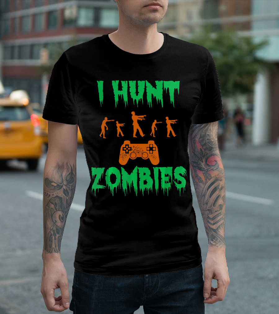 I Hunt Zombies Funny Halloween Video Gamer Costume T-Shirt