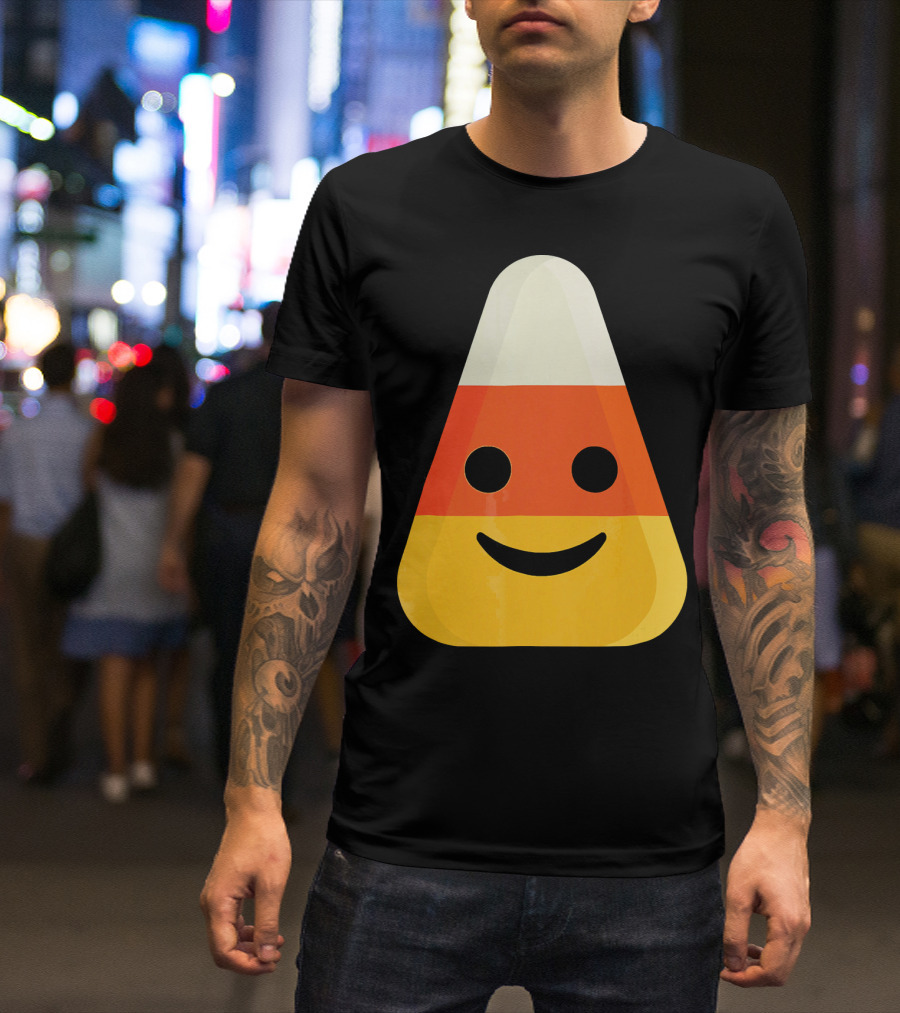 Candy Corn Smiling Emoji Face T-Shirt