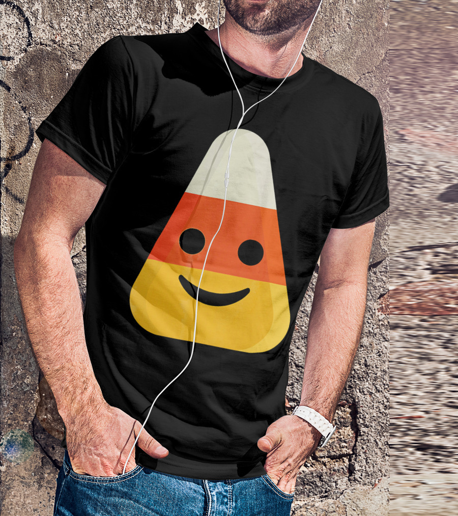 Candy Corn Smiling Emoji Face T-Shirt