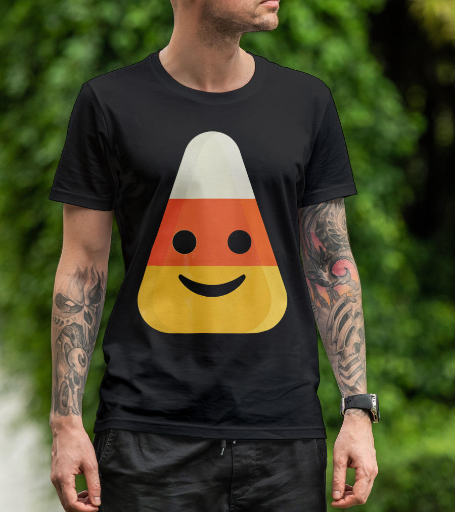 Candy Corn Smiling Emoji Face T-Shirt