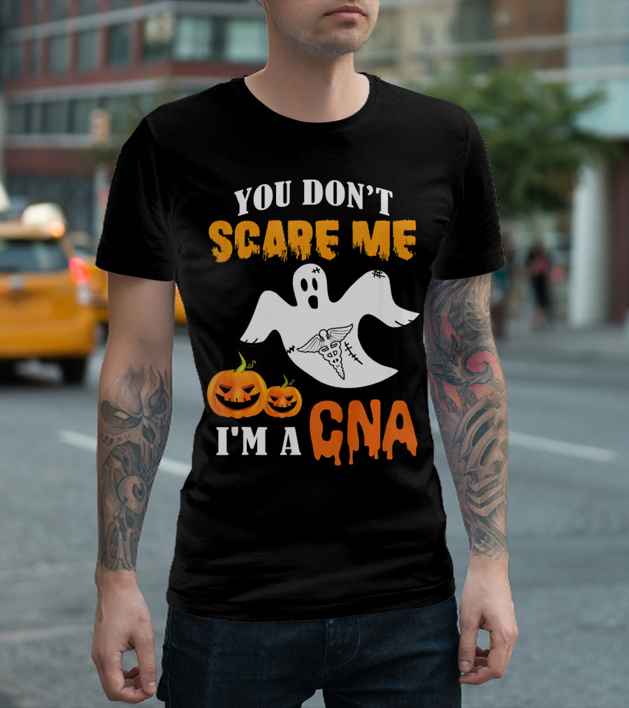 You Don't Scare Me I'm A CNA Halloween Ghost And Pumpkins T-Shirt
