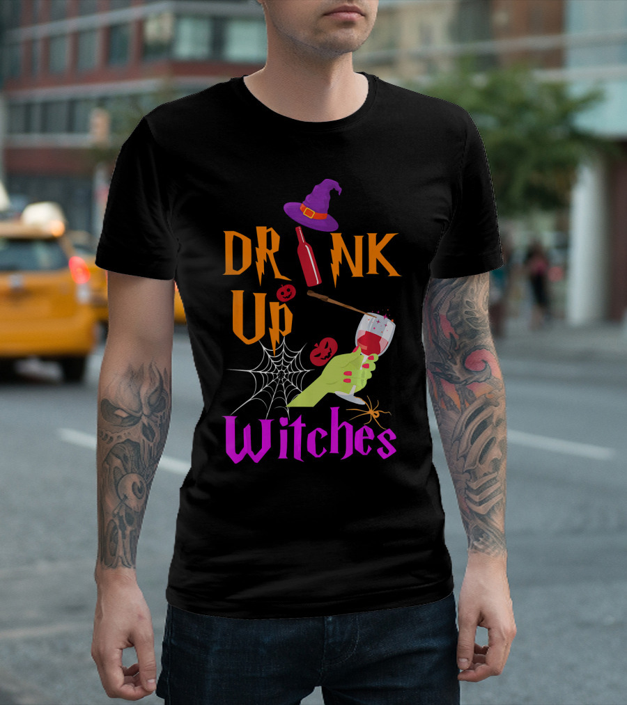 Drink Up Witches Halloween Costume Wine Dark Vibe T-Shirt