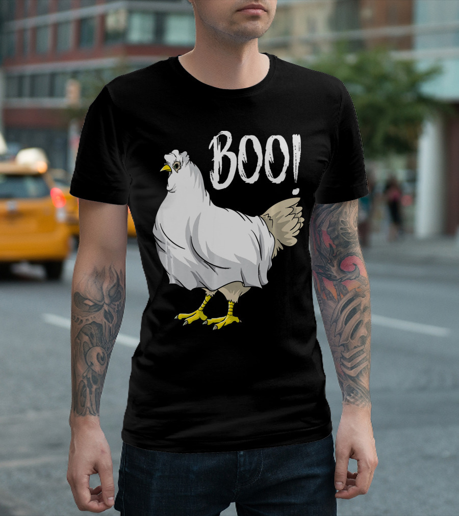 Chicken Ghost Boo Funny Farmer Halloween Chicken T-Shirt