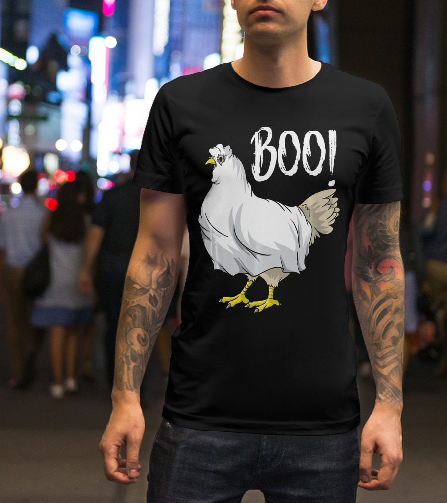 Chicken Ghost Boo Funny Farmer Halloween Chicken T-Shirt