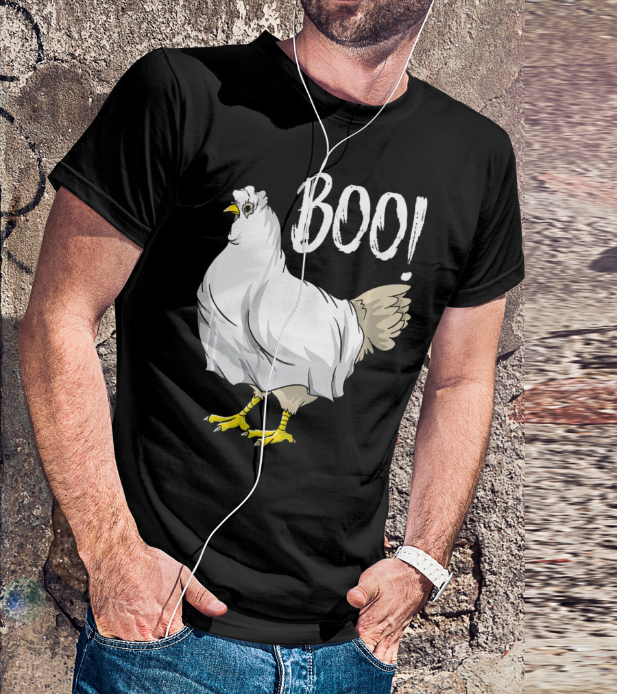 Chicken Ghost Boo Funny Farmer Halloween Chicken T-Shirt